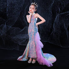 Sexy Sequins Evening Dress Princess Dress For Girls Kids Clothes Birthday Party Dress vestidos, "european and american style, crew neck, fits true to size, take your normal size 2024 - buy cheap