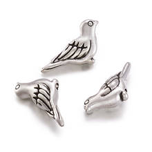 Pandahall 100 pces prata cor liga pássaro espaçador grânulos para pulseira colar diy jóias makings 7x14x4.5mm buraco: 1mm 2024 - compre barato