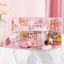 Casa de muñecas en miniatura de madera para niños y niñas, Kit de muebles para montar, juguetes para el hogar, regalo de Navidad, novedad 2024 - compra barato