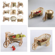 Mini Tricycle Rattan Woven Fruit Basket Bamboo Handmade Wicker Storage Basket for Fruit Food Bread Organizer Art Crafts 2024 - buy cheap