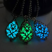 Steampunk Luminous Hollow Water Drop Pendant Necklace Glow In The Dark Antique Alloy Magic Round Locket Jewelry for Women 2024 - buy cheap