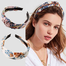 New Women Flower Leaves Print Knotted Headbands Non-slip Hairbands Hair Hoop Head Bezel Band Hair Accessories for Girls Headwear 2024 - buy cheap