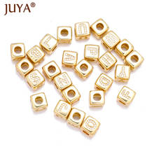 JUYA Cooper Letters Beads Square A-Z CZ Bead for DIY Bracelet Bangle Necklace Jewelry Making Findings Hand Made Accessories 2024 - buy cheap