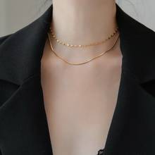 YUN RUO 18 k Gold Plated Double Snake Chain Necklace Choker Woman Fashion Titanium Steel Jewelry Gift Never Fade Hypoallergenic 2024 - buy cheap