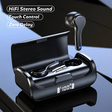 Bluetooth наушники с микрофонами светодиодный дисплей 9D HiFi наушники с сенсорным управлением TWS спортивная водонепроницаемая гарнитура беспроводные наушники 2024 - купить недорого