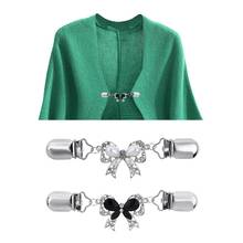 Clips de corbata Chic mujeres Collar Clip diamantes de imitación incrustaciones Bowknot Cardigan Collar Clip vestido chal broche Pin accesorios mancuerna 2024 - compra barato