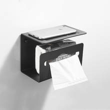 Suporte de papel higiênico acabamento preto alumínio do banheiro suporte do telefone móvel com prateleira banheiro toalheiro caixas de tecido 2024 - compre barato