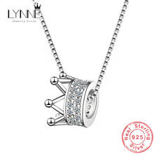 New Fashion 925 Sterling Silver Rotatable Crown Round CZ Pendant Necklace Rhinestone Charm Clavicle Necklaces Women Jewelry Gift 2024 - buy cheap