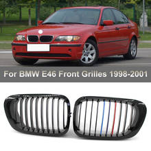 Parrillas frontales de riñón doble para BMW, accesorio de parrilla de carreras, modelos Serie 3 E46, años 2/4 A 1998, 1 listón, Color M, 1 par 2024 - compra barato