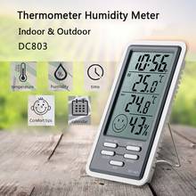 Termómetro Digital LCD para interiores y exteriores, higrómetro de temperatura, instrumentos de humedad, alarma, calendario 2024 - compra barato