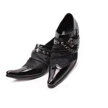 Pointed Toe High Heel Men Shoes Genuine Leather Slip-On Leisure Party Dress Shoes Trendy Black Red Height Increase Wedding Shoes 2024 - buy cheap