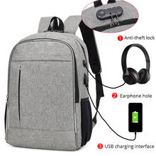 Mochila unissex com design usb, bolsa para livros, para escola, casual, masculina, para laptop 2024 - compre barato