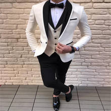 Men Suits 3 Pieces Slim Fit Casual Business Groomsmen Grey Green champagne Lapel Tuxedos for Formal Wedding(Blazer+Pants+Vest) 2024 - buy cheap