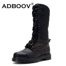 ADBOOV Forro Estampado Floral Longo Livrando Botas Martens Botas Mulheres De Couro Preto Sapatos de Mulher Botas Mujer Invierno 2019 Tamanho 43 2024 - compre barato