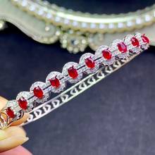 Brazalete de rubí Natural y Real para mujer, pulsera de plata de ley sólida S925 para mujer, anillos de gemas de Color, joyería fina 2024 - compra barato