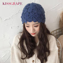 2022 New Autumn Double Layer Womens Knitted Cap Hat Handmade Ladies Elegant Floral Lace Beanies Winter Warm Crochet Hat Soft Cap 2024 - buy cheap