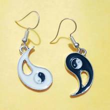 Pendientes colgantes de esmalte yin y yang para mujer, con goteo de aceite, con caja de regalo, joyería artesanal 2024 - compra barato