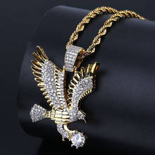Hip Hop Micro Paved AAA+ Cubic Zirconia Iced Out Bling Gold Falcon Hawk Eagle Pendants Necklace for Men Rapper Jewelry 2024 - buy cheap