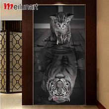 Pintura de diamante 5d diy de Tigre y gato, punto de cruz, cuadrado, redondo, grande, venta AS0669 2024 - compra barato