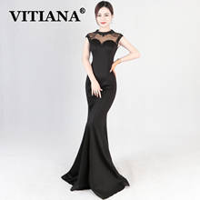 VITIANA женское Сетчатое Сексуальное вечернее длинное платье, женское черное платье без рукавов, элегантное платье для вечеринок, женское благородное черное платье для банкета, Vestidos 2024 - купить недорого