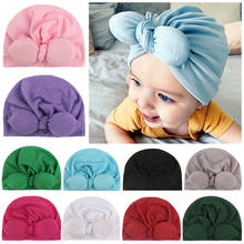 2019 Brand New Newborn Baby Kids Boys Girls Soft Turban Cap Beanie Solid Bow Knot Wrap Hats Milk Fiber Beanis Baby Gifts 2024 - buy cheap