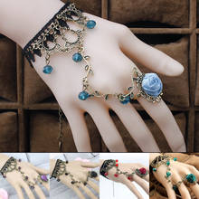 Pulsera de encaje gótico retro cuentas rosas únicas pulsera de arnés cadena mujer temperamento encaje joya pulsera para regalos 2024 - compra barato