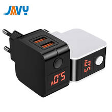 JAVY Smart digital display dual USB charger For iPhone Samsung Xiaomi Huawei the tablet charger adapter fast quick phone charge 2024 - buy cheap