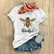 Camiseta de manga curta tipo abelha, camiseta feminina engraçada com gola redonda, camiseta preta casual de algodão para mulheres 2024 - compre barato
