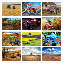LIPHISFUN-pintura diamante 5D DIY de Tractor de granja, paisaje de pastos, bordado, punto de cruz, decoración del hogar 2024 - compra barato