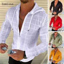 Fashion Long/Short sleeved Hoodie Zipper T shirt Men clothing Summer Solid color Casual Plaid print Open Stitch Thin Tshirt Mens 2024 - купить недорого