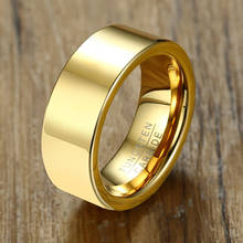 Free Laser Engraving inside or Outside 8mm Simple Plain Gold Anniversary Wedding Rings in Tungsten Carbide 2024 - buy cheap