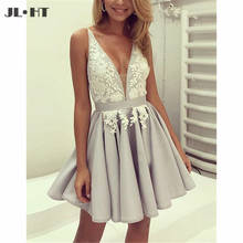 Charmming Homecoming Graduacion Dresses with White Lace Applique Satin Short Prom Dress Homecoming Dress 2024 - buy cheap