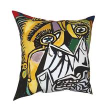 Пикассо плачет Женская подушка покрытие домашний декор искусство диванные подушки для автомобиля двухсторонняя Полиэстеровая печать уникальность 2024 - купить недорого