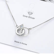 Trendy 925 Silver Heart Double Circle Geometric Charm Bracelets for Women Zircon Bracelet pulseira feminina Valentine's Day Gift 2024 - buy cheap