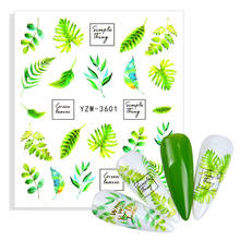 2021 Новые Водные Наклейки для ногтей цветок лист дерево зеленый простые вещи стили слайдер для DIY маникюра дизайн ногтей водяной знак татуировки наклейка 2024 - купить недорого