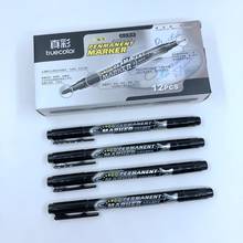 [TrueColor] (36 Pieces/Lot) Black Permanent Fabric Marker Pen For Textile CD Glass Cloth Metal Paper Office Supplies 0615B 2024 - buy cheap