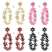 2020 New Colorful Flowers Rhinestone Hoop Earrings Gold Metal Round Circle Drop Earrings For Women Girls Elegant Jewelry 2020 2024 - buy cheap