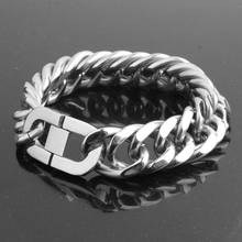 Huge Heavy 22mm Polished Silver Color Cut Curb Cuban Link 316L Stainless Steel Bracelet Mens Chain Boys Wholesale Jewelry 2024 - buy cheap
