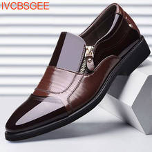 New British Men's Slip On Split Leather Pointed Toe Men Dress Shoes Business Wedding Oxfords Formal Shoes For Male 2024 - buy cheap