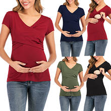 Топы для беременных женщин удобная туника с коротким рукавом Топ для кормления грудью Футболка для беременных женщин Одежда для мам 2024 - купить недорого