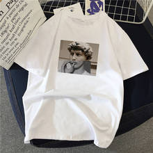 Harajuku camiseta feminina 90s ulzzang gráfico engraçado desenho branco david impressão camiseta o pescoço camiseta feminina camisetas de manga curta 2024 - compre barato