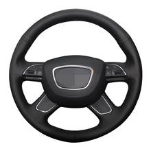 Car Steering Wheel Cover Hand-stitched Black Genuine Leather For Audi A3 8V Sportback A4 B8 Avant A6 C7 A8 D4 Q3 8U Q5 8R Q7 4L 2024 - buy cheap