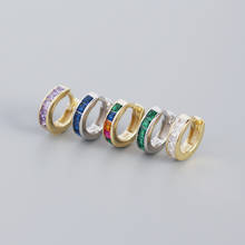 Mental Style 100% REAL.925 Sterling silver Rainbow CZ round Hoop Huggie Earrings Fine Jewelry TLE2246 2024 - buy cheap