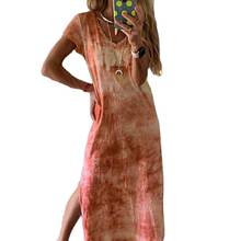 Женское длинное платье в стиле бохо ETSTWENDY, повседневное облегающее Фиолетовое Платье макси с V-образным вырезом и коротким рукавом, лето 2020 2024 - купить недорого