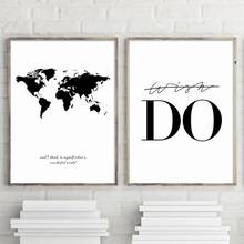 World Map Canvas Painting Modern Posters and Prints Black and White DO Quotes Canvas Painting Wall Artist Home Decoration Mural 2024 - buy cheap