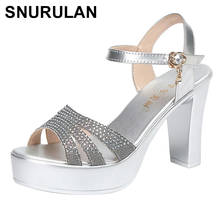 SNURULAN-Sandalias con plataforma para mujer, zapatos de boda con diamantes de imitación, de tacón alto, 32-43 2024 - compra barato