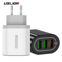 USLION Универсальное зарядное устройство USB Quick Charge 3,0 для iPhone X 7 8 Samsung Huawei Xiaomi 5V 3A EU US Plug Быстрая зарядка мобильного телефона 2024 - купить недорого