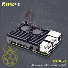 Retroie-revestimento armadura de metal preto com dissipador de calor, tampa de liga de alumínio cnc dual ventiladores, raspberry pi 4 modelo b, raspberry pi 4b 2024 - compre barato