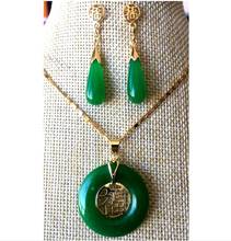 Free shipping Natural green Jades Earrings Pendant Necklace Set For women Jewelry 2024 - buy cheap