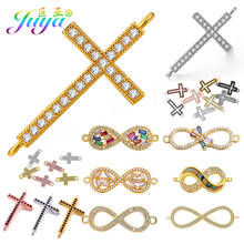 Juya diy religioso cristão jóias fazendo acessórios micro pavimentar zircão ouro infinito cruz charme conectores descobertas 2024 - compre barato